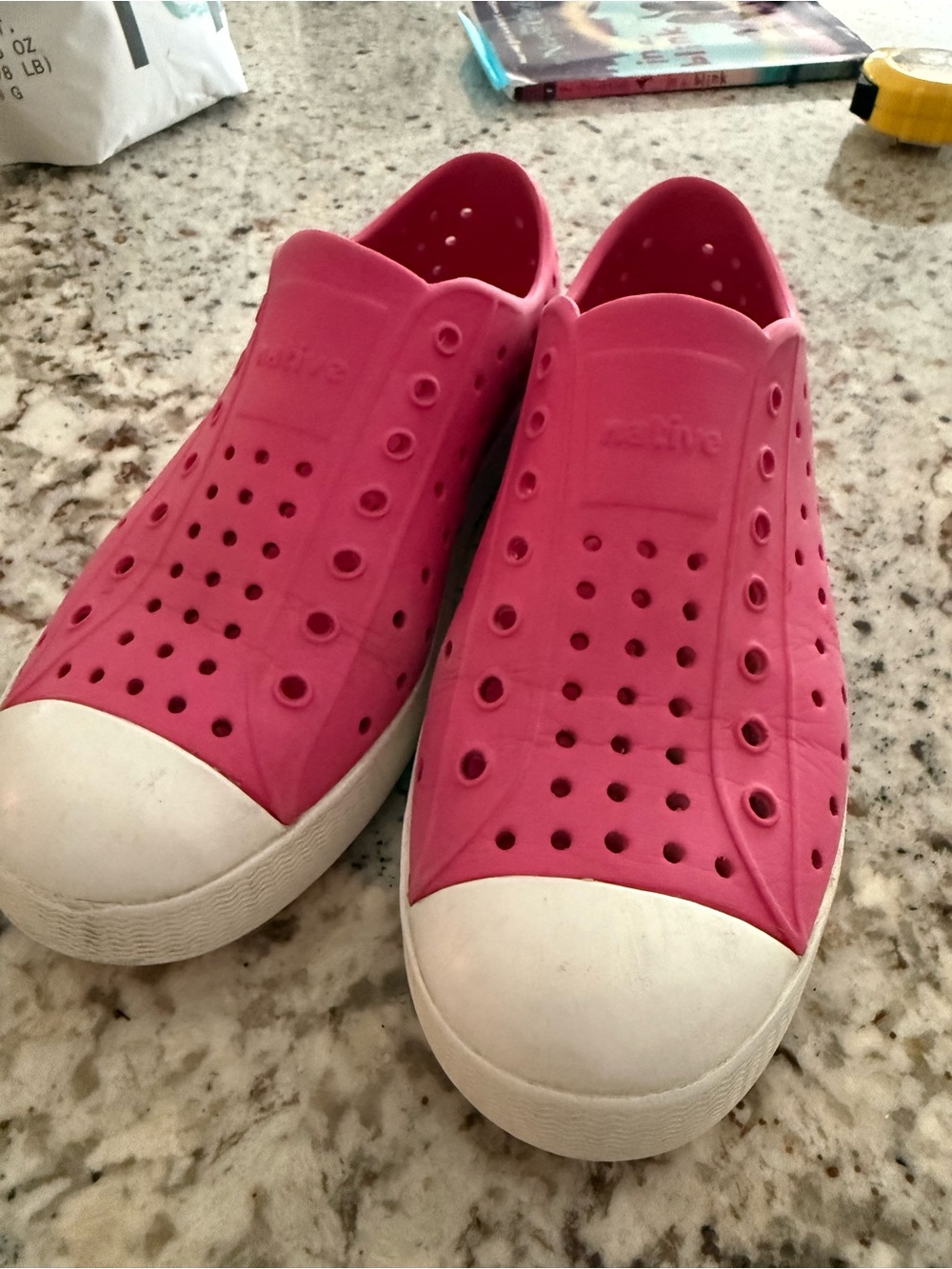 Native Kids Water Slip-On Shoes in Bright Pink with White Toe